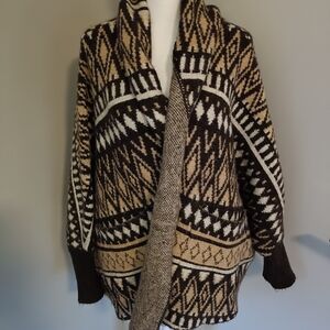 Chic Tribal Patterned Cardigan With Pockets